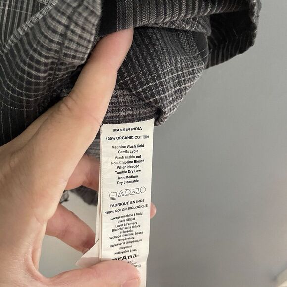 PrAna Shirt‎ Mens XL Gray Plaid Organic Cotton Blend Front Pocket Performance - Picture 5 of 11